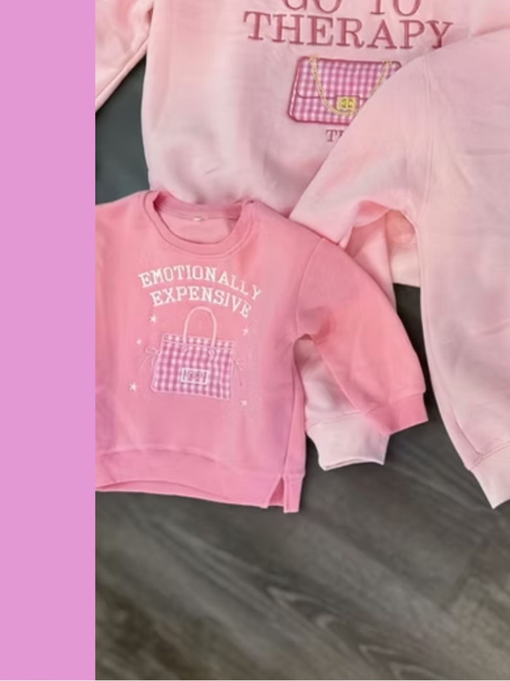Kids Pink 'Emotionally Expensive' embroidered  Sweatshirt